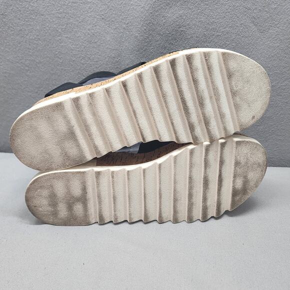Steve Madden Bandi Platform Wedge Heel Sandals Cork Ankle Strap‎ Black Women's 9 - Picture 6 of 8